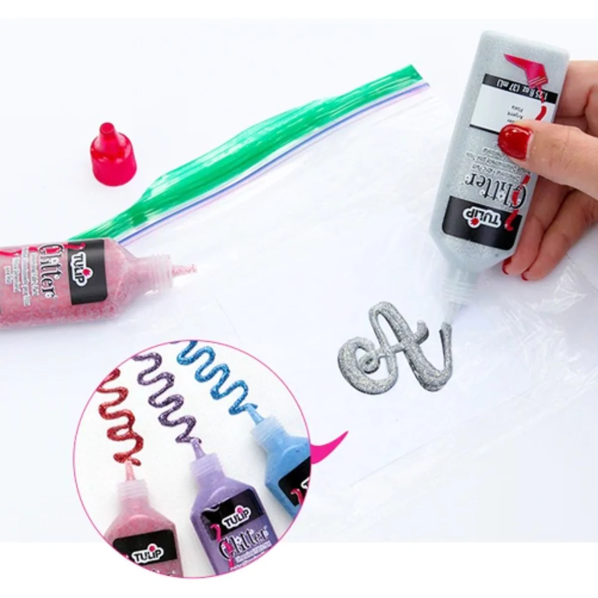Dimensional Fabric Paint Glitter / 6 Pinturas Dimensionales para Tela Diamantina - Imagen 3