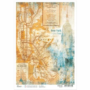 Mixed Media  Decoupage Paper Subway Blue Note / 5 Hojas de Papel Arroz