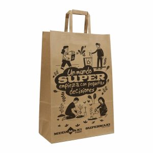 Bolsa De Papel Kraft SUPERMAXI Con Agarradera