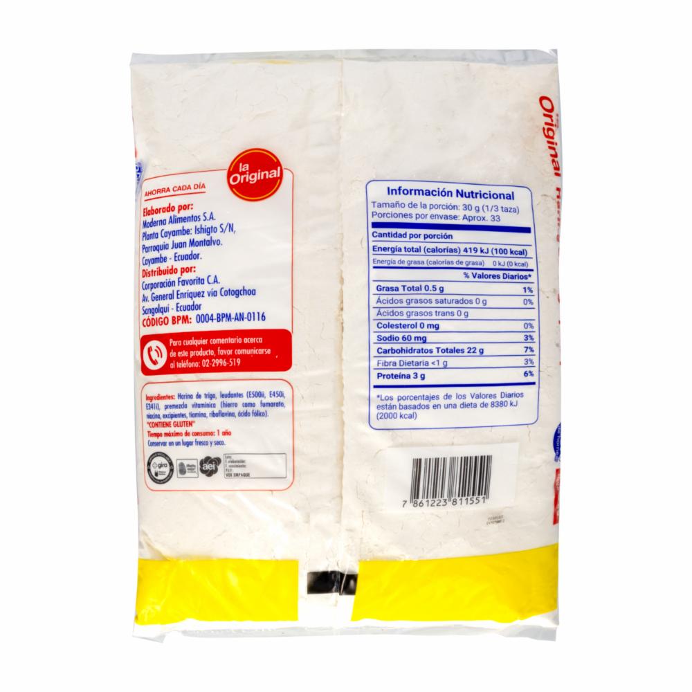 Harina De Trigo Con Polvo De Hornear LA ORIGINAL 1000 G - Imagen 3