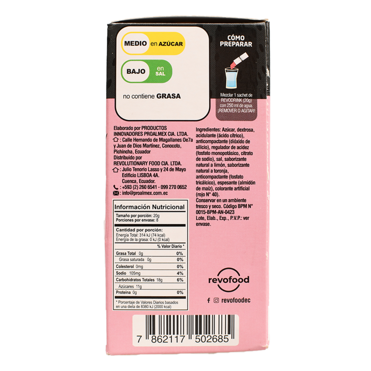 Bebida Hidratante En Polvo Sabor A Fruit Punch Display REVO DRINK 160 G - Imagen 4