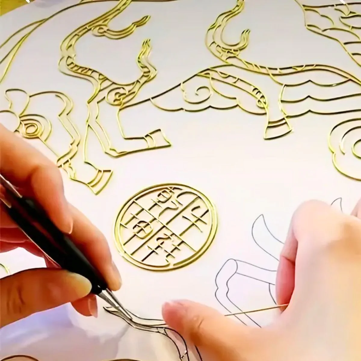 Alambre Plano para Pintura Cloisonné Dorado - Imagen 5