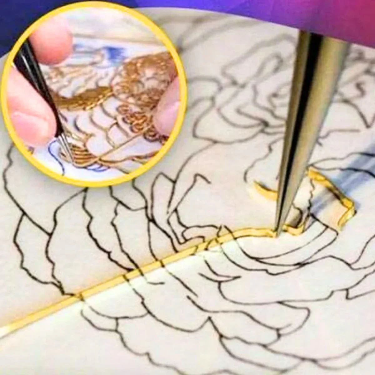 Alambre Plano para Pintura Cloisonné Dorado - Imagen 3
