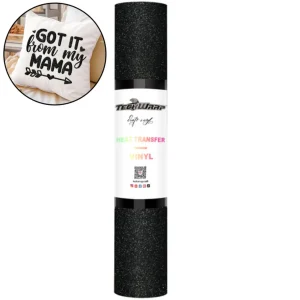 Black Glitter Puff Heat Transfer Vinyl / Vinil Termoadhesivo Inflable Negro