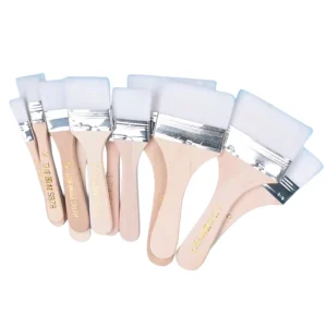 Set de 12 Brochas Planas Cerdas Blancas para Aplicar Pintura y Medios