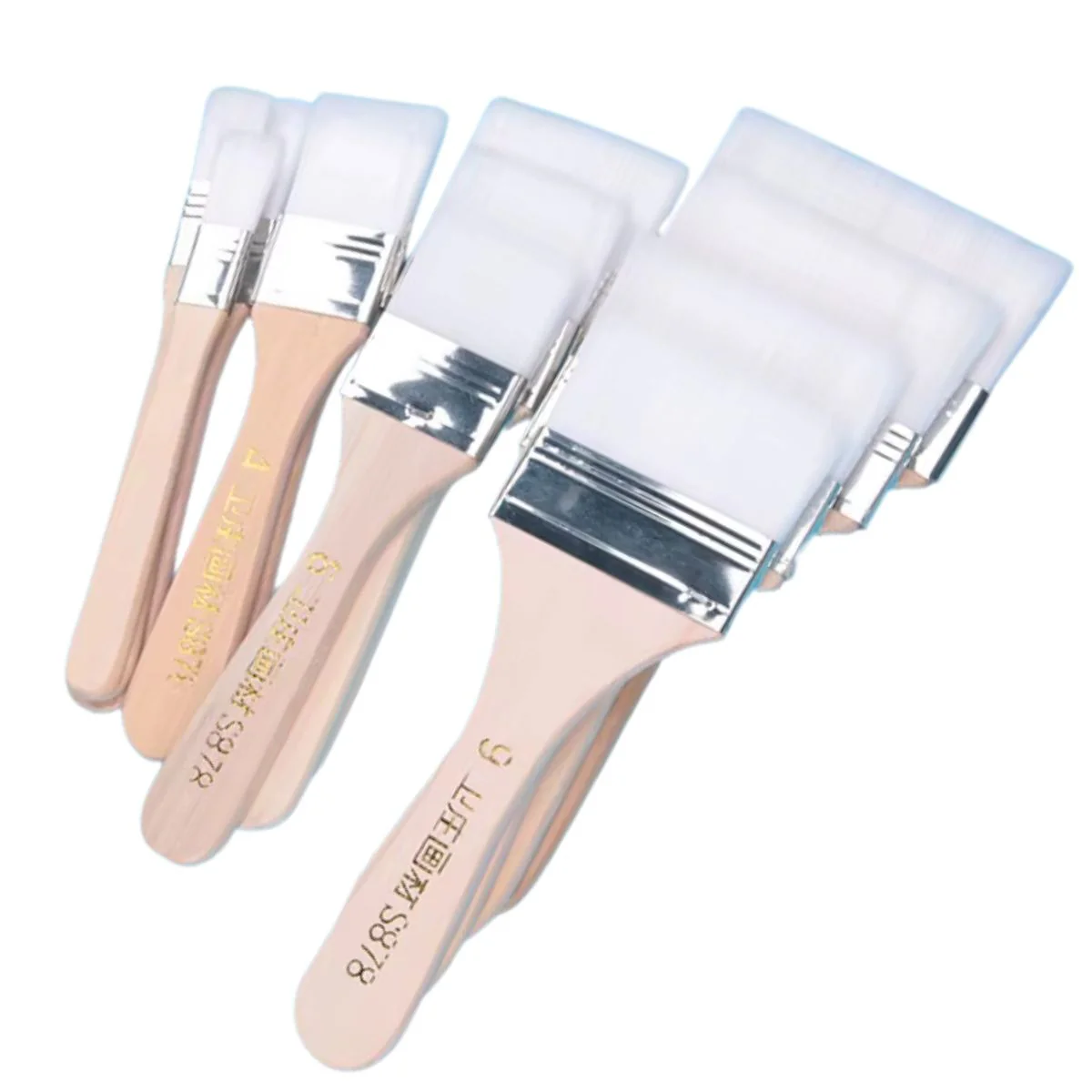 Set de 12 Brochas Planas Cerdas Blancas para Aplicar Pintura y Medios - Imagen 4