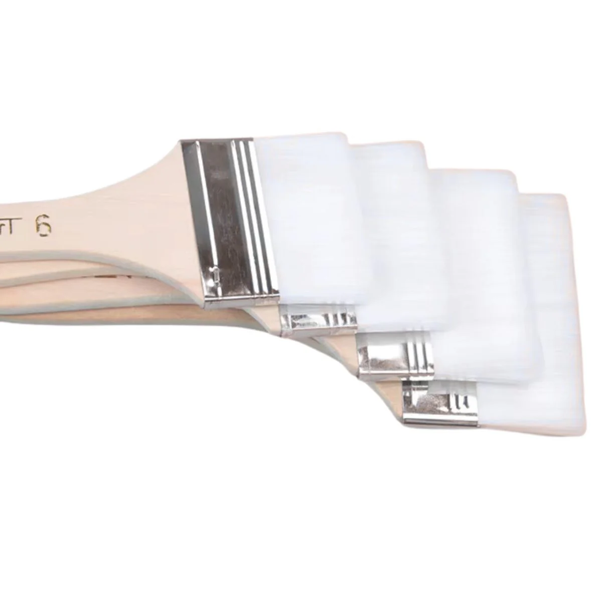 Set de 12 Brochas Planas Cerdas Blancas para Aplicar Pintura y Medios - Imagen 2