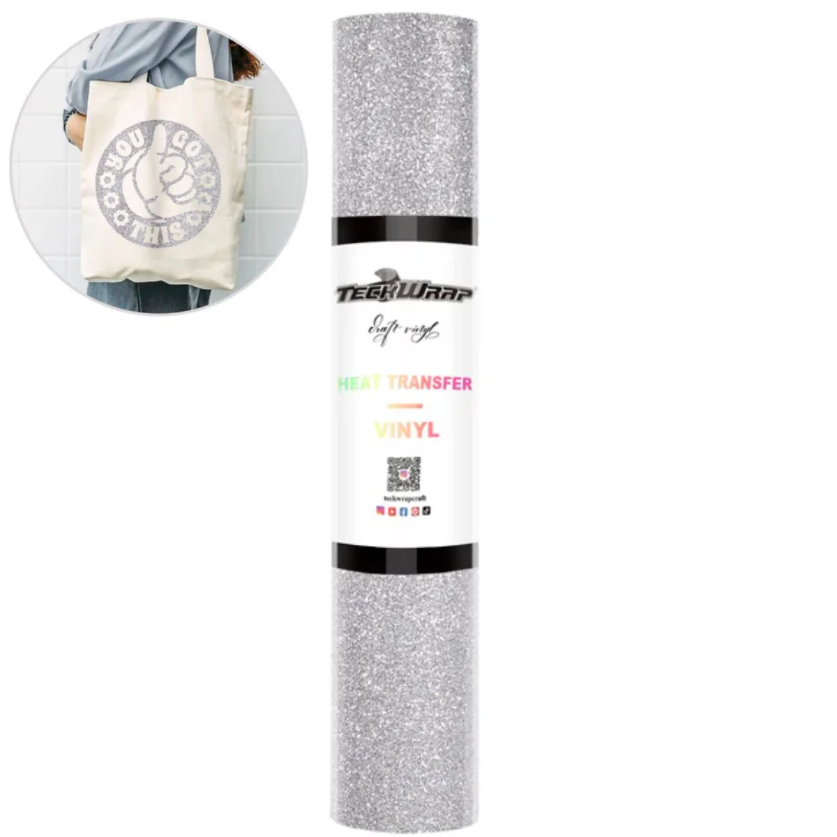 Glitter Heat Transfer Vinyl Silver / Vinil Diamantina Termoadhesivo Plata