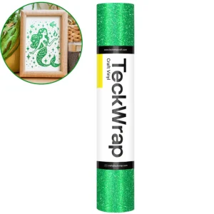 Green Burst Glitter Adhesive Vinyl / Vinil Adhesivo con Diamantina Verde
