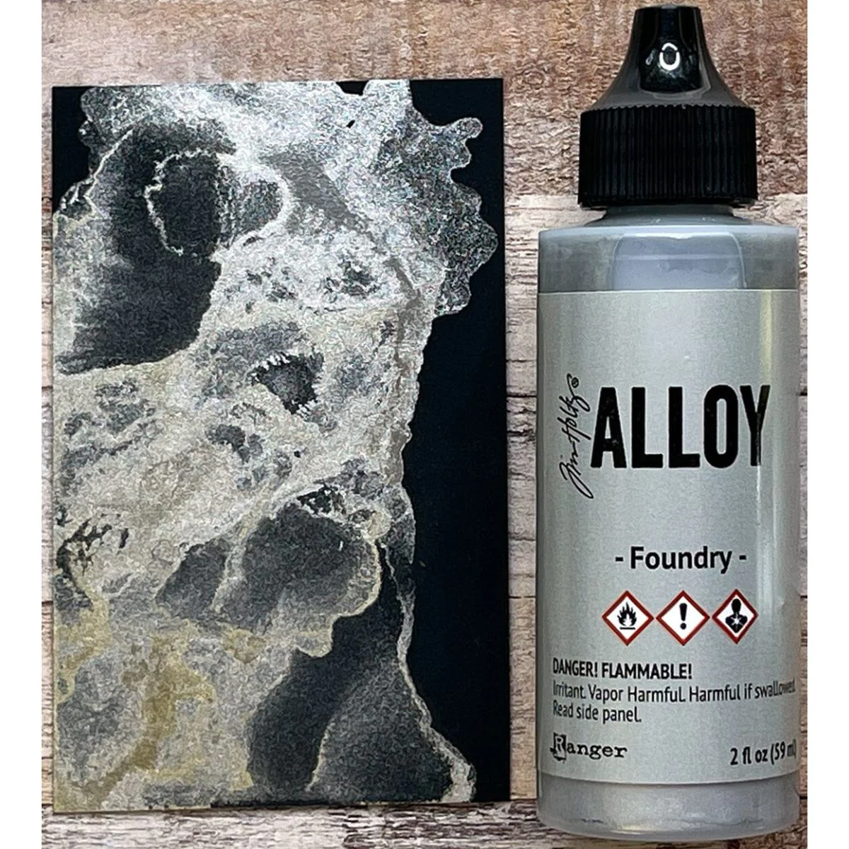 Tim Holtz Alloy Foundry / Tinta al Alcohol Metálica Plata Fundida - Imagen 2