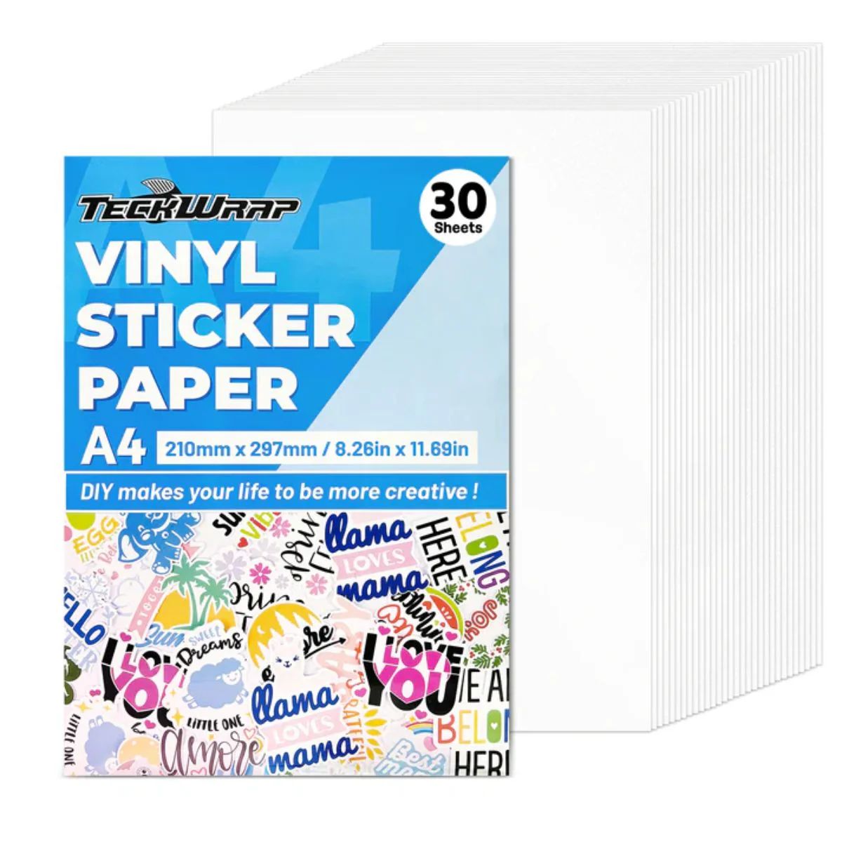 Printable Sticker Vinyl Matte White Pack / Paquete Vinil Imprimible Blanco Mate 30 Hojas