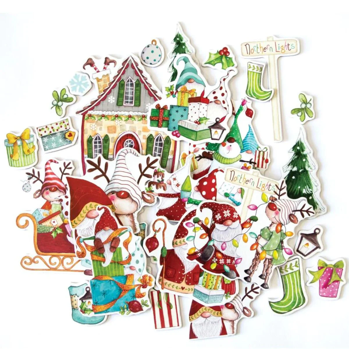 Chipboard Ephemera It's Snome Time 2 / Recortes Decorativos de Cartulina Gnomos - Imagen 3