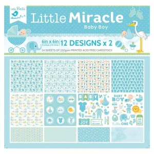 Baby Boy Cardstock Pack 6" / Paquete de 24 Hojas de Cartulina Pequeño Milagro Niño