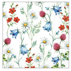 Servilleta de Papel Mixed Wild Flowers White #162