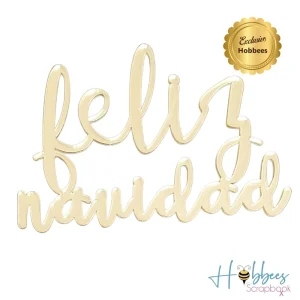 Frase Feliz Navidad de Metacrilato color Oro Espejo