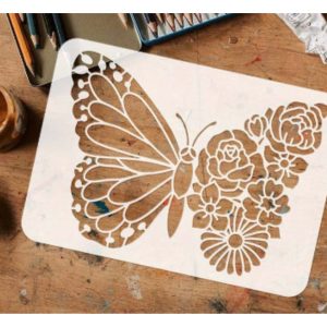 Esténcil de Mariposa Floral