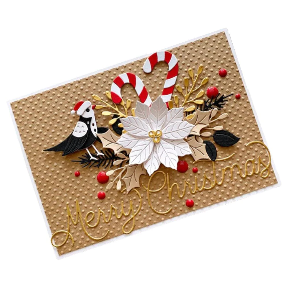 Christmas Bird Poinsettia Etched Dies / Suaje de Flor de Pascua y Ave - Imagen 6
